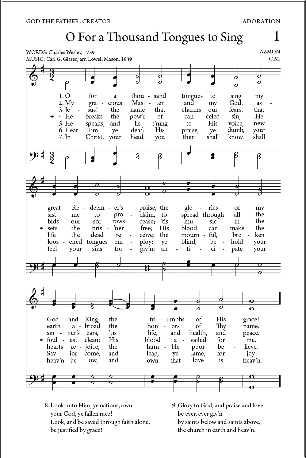 O For a Thousand Tongues to Sing O For a Thousand Tongues to Sing